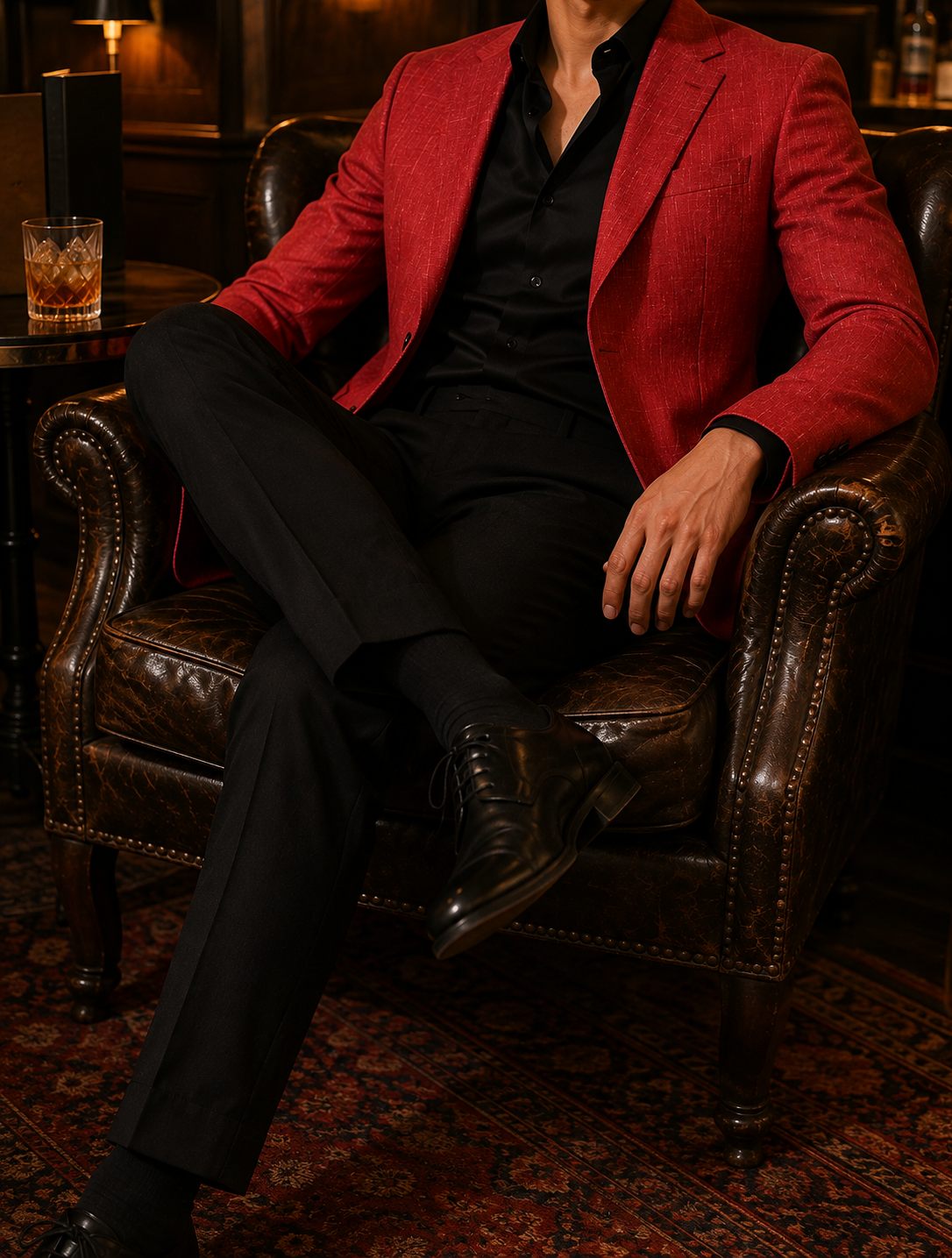 Crimson Suit Seated
